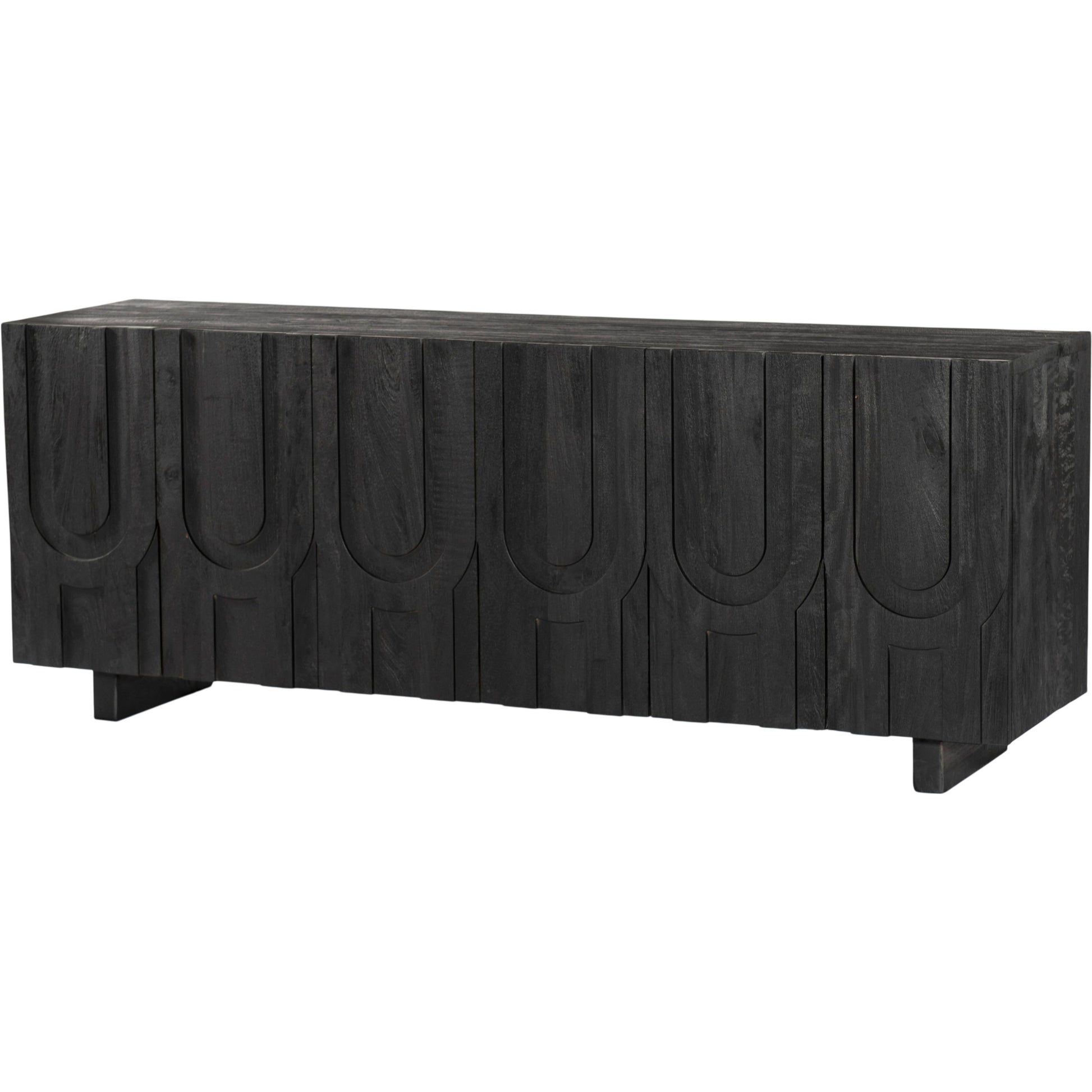 Rivka Media Console by Four Hands. Made from solid mixed reclaimed wood in a modern style.