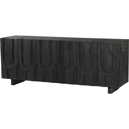 Rivka Media Console by Four Hands. Made from solid mixed reclaimed wood in a modern style.