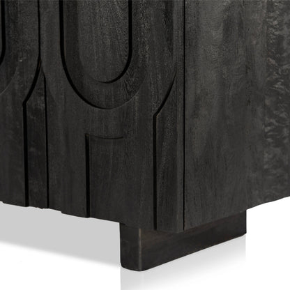 Rivka Media Console by Four Hands. Made from solid mixed reclaimed wood in a modern style.