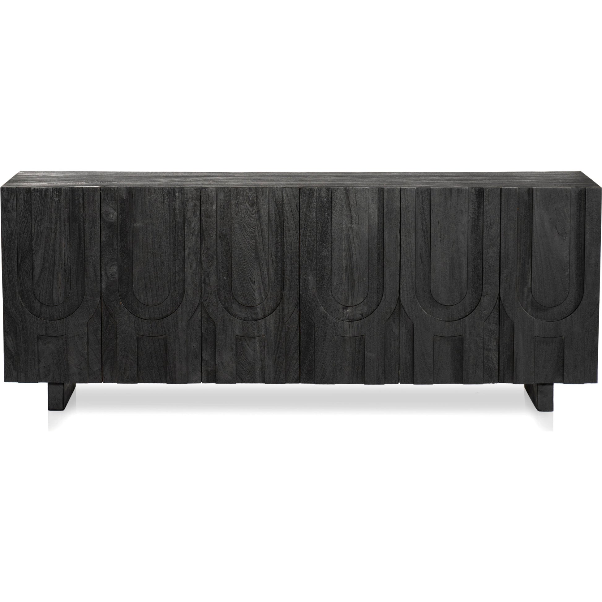 Rivka Media Console by Four Hands. Made from solid mixed reclaimed wood in a modern style.