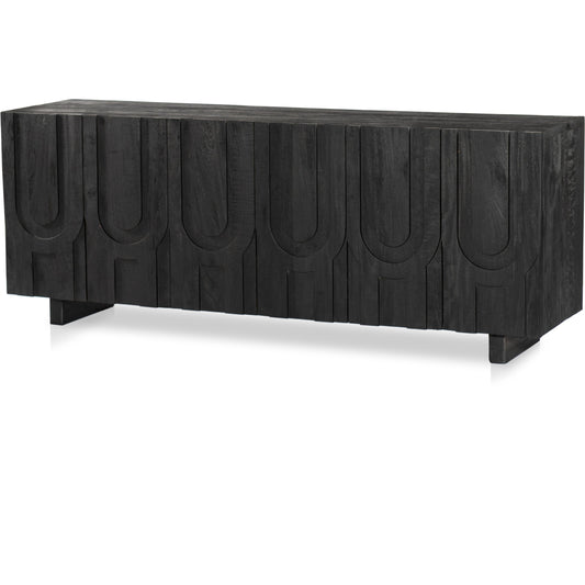 Rivka Media Console by Four Hands. Made from solid mixed reclaimed wood in a modern style.