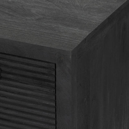 Lorne Media Console by Four Hands in dark reeded totem. Made from solid mango, solid mixed reclaimed wood in a modern style.