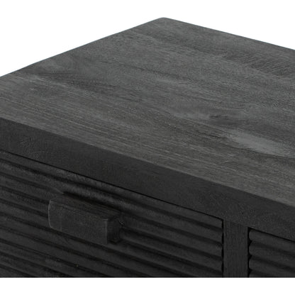 Lorne Media Console by Four Hands in dark reeded totem. Made from solid mango, solid mixed reclaimed wood in a modern style.