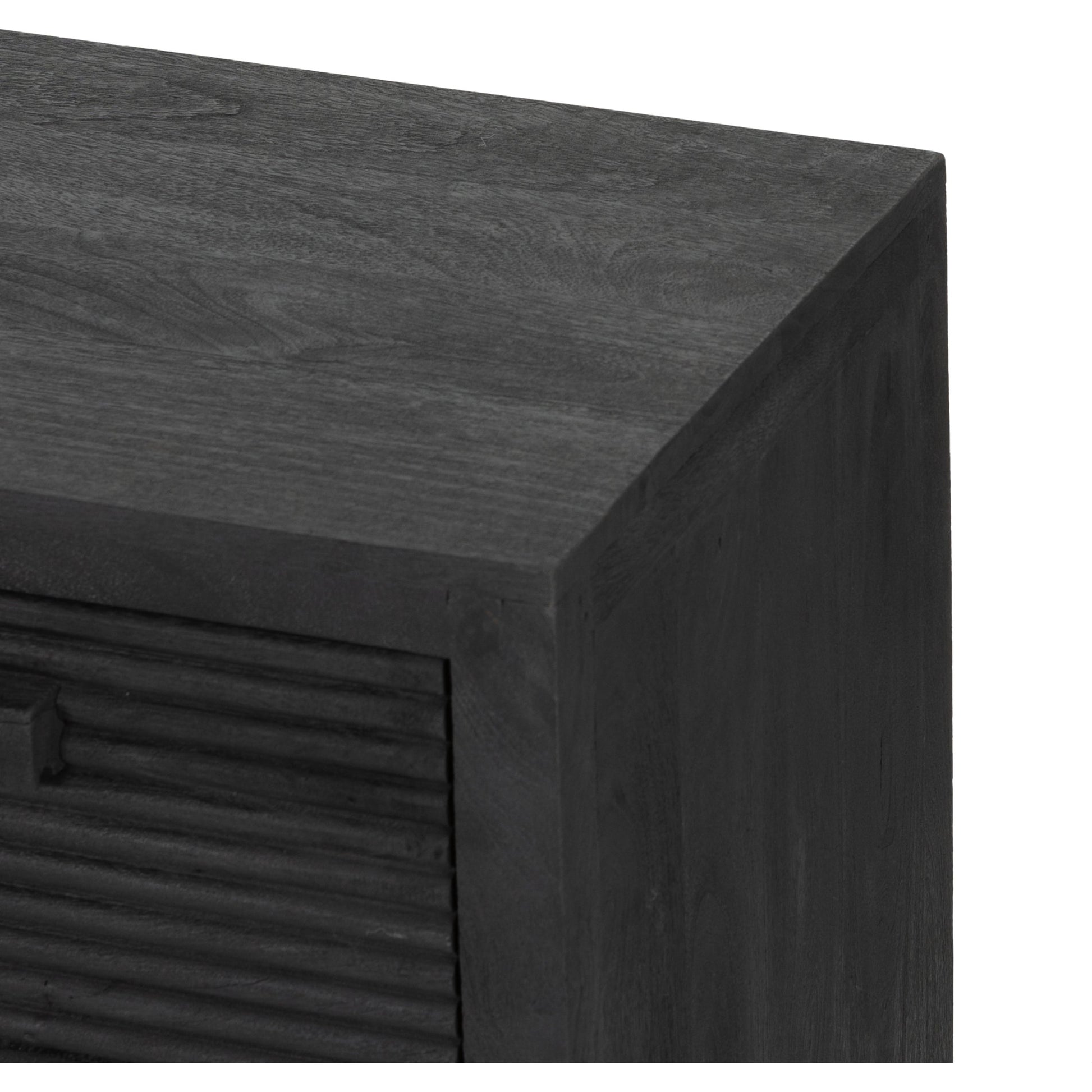 Lorne Media Console by Four Hands in dark reeded totem. Made from solid mango, solid mixed reclaimed wood in a modern style.