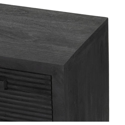 Lorne Media Console by Four Hands in dark reeded totem. Made from solid mango, solid mixed reclaimed wood in a modern style.