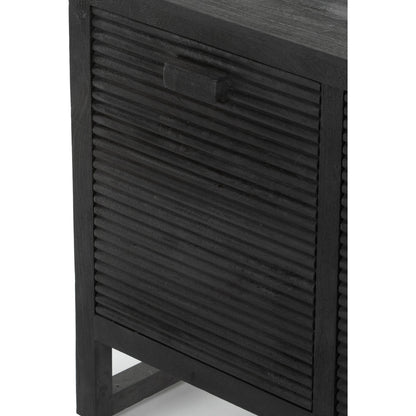 Lorne Media Console by Four Hands in dark reeded totem. Made from solid mango, solid mixed reclaimed wood in a modern style.
