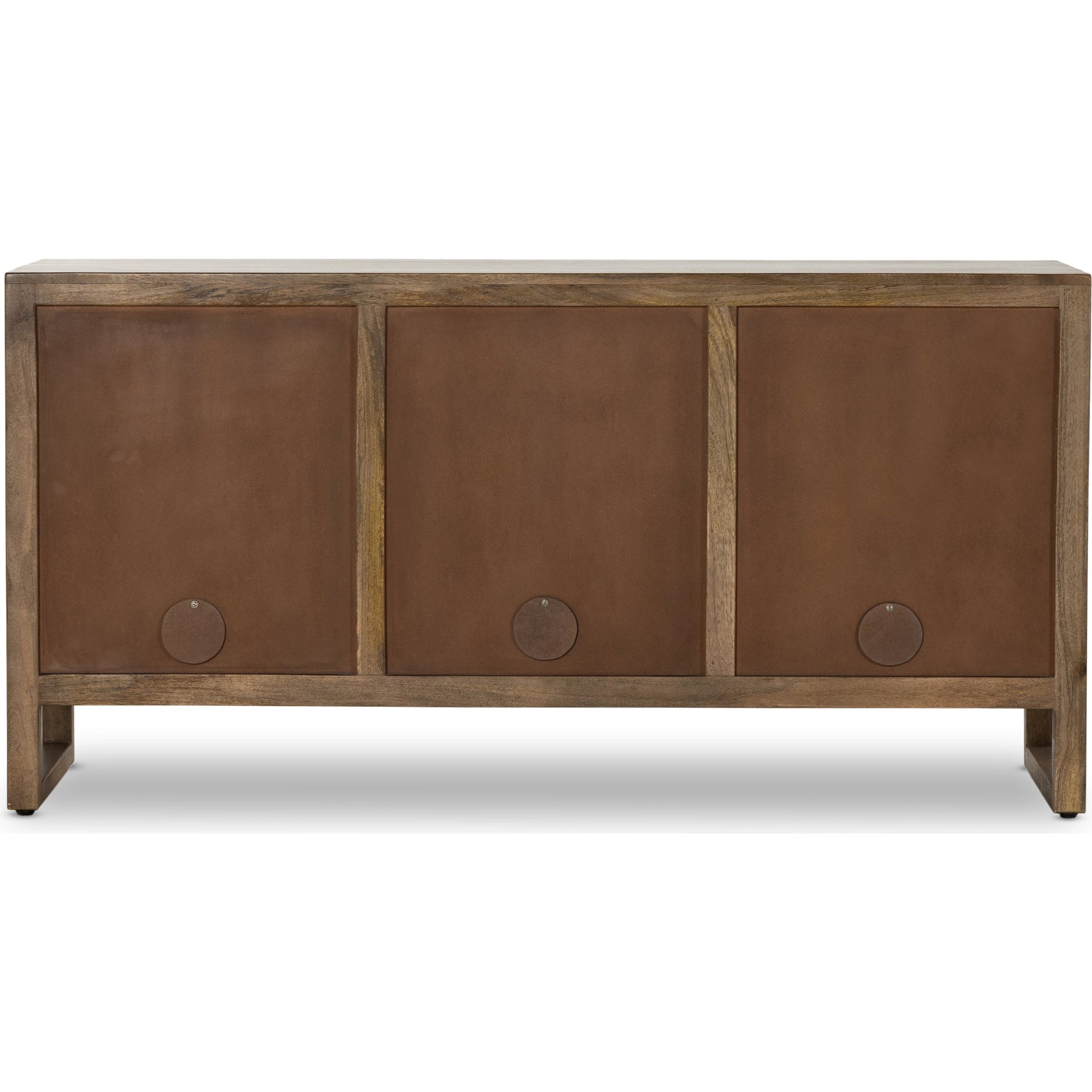 Lorne Media Console by Four Hands in dark reeded totem. Made from solid mango, solid mixed reclaimed wood in a modern style.