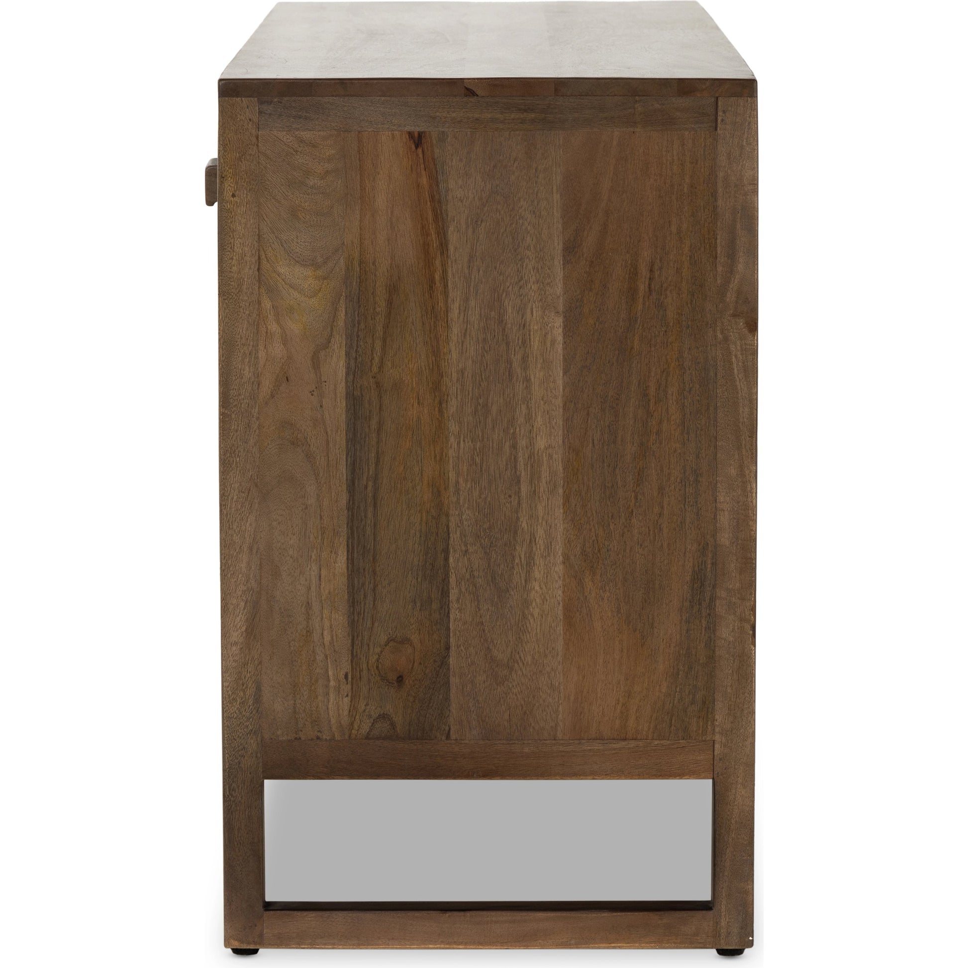 Lorne Media Console by Four Hands in dark reeded totem. Made from solid mango, solid mixed reclaimed wood in a modern style.