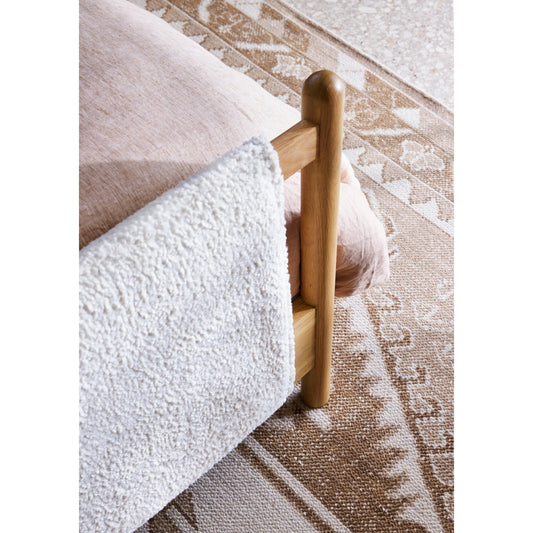 Bowen Bed by Four Hands in sheepskin natural, buff oak. Made from 100% polyester, solid oak, oak veneer in a cottage & farmhouse style.
