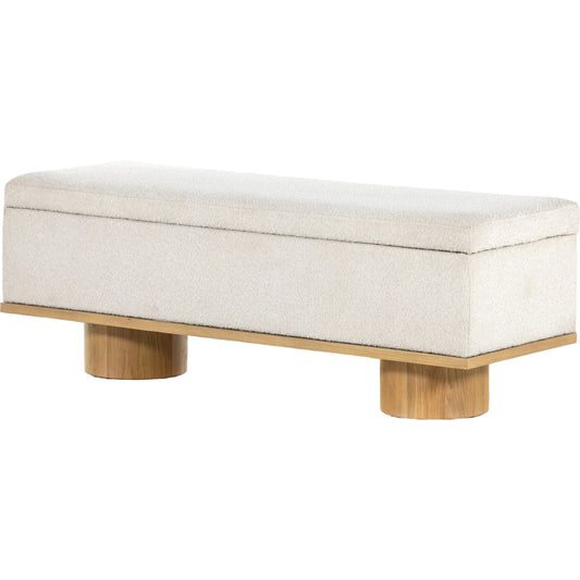 Navi Trunk by Four Hands in knoll natural and buff oak. Made from 95% polyester, 5% acrylic, solid oak, solid parawood in a modern style.