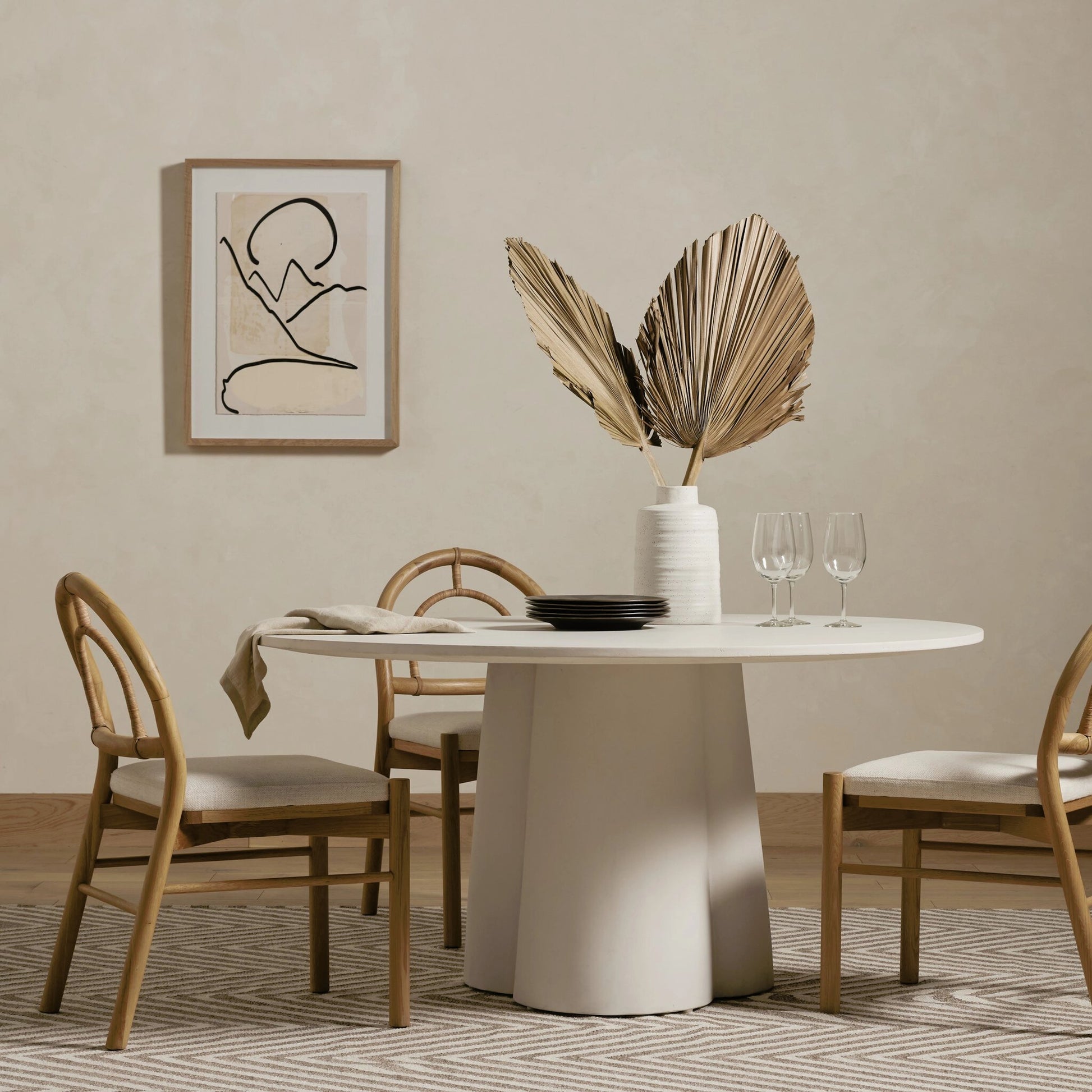 Granada Dining Table by Four Hands in white concrete. Made from concrete in a modern style.