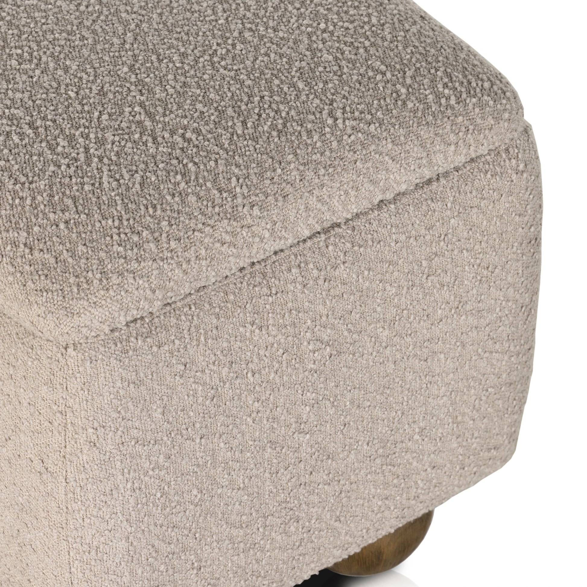 Ramsey Trunk by Four Hands in knoll sand, dark hazel. Made from 95% polyester, 5% acrylic, solid parawood, 90% polyurethane foam, 10% fiber in a modern style.