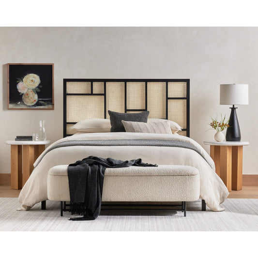 Odin Nightstand by Four Hands in light oak veneer, stucco white and light oak, stucco white. Made from faux concrete, oak veneer in a modern style.