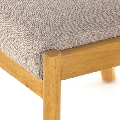 Hito Dining Chair by Four Hands in villa olive and burnished parawood. Made from 62% cotton, 20% flax, linen, 18% viscose (rayon), solid parawood, stainless steel in a transitional style.