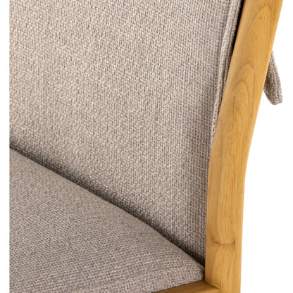 Hito Dining Chair by Four Hands in villa olive and burnished parawood. Made from 62% cotton, 20% flax, linen, 18% viscose (rayon), solid parawood, stainless steel in a transitional style.