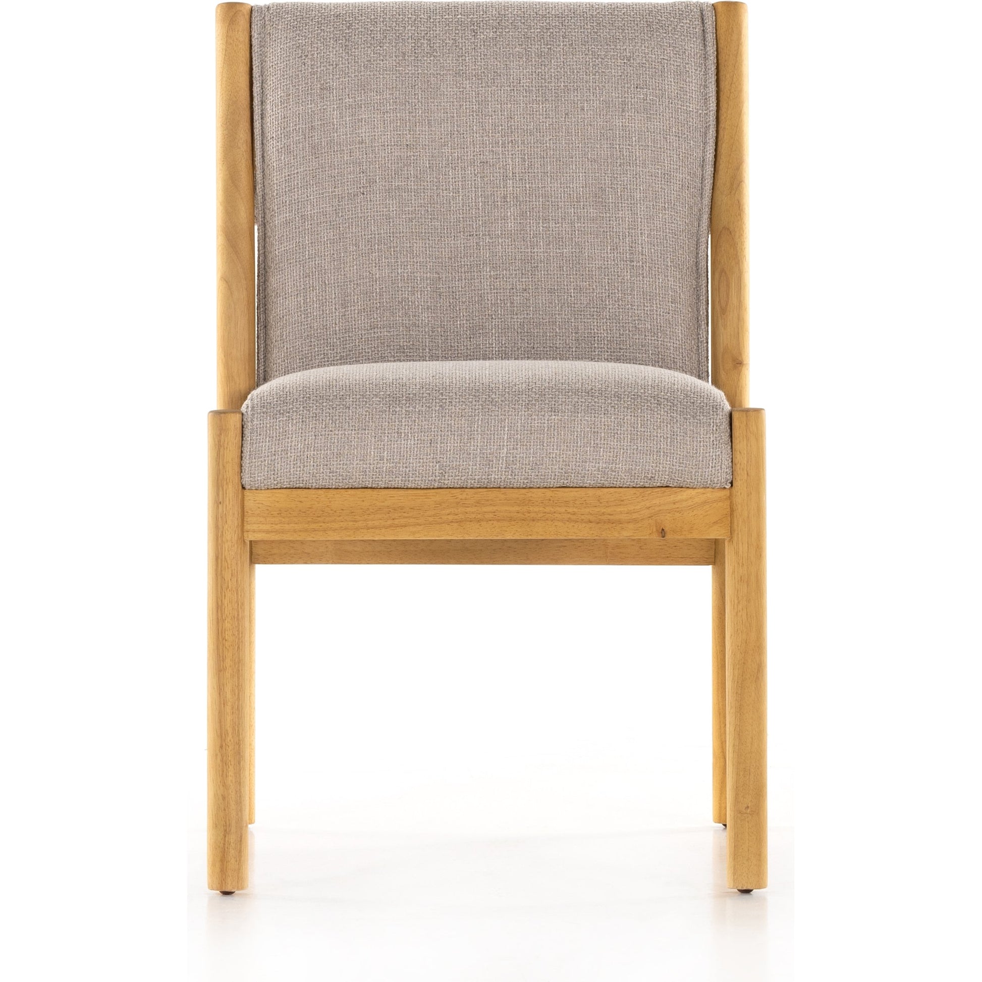Hito Dining Chair by Four Hands in villa olive and burnished parawood. Made from 62% cotton, 20% flax, linen, 18% viscose (rayon), solid parawood, stainless steel in a transitional style.