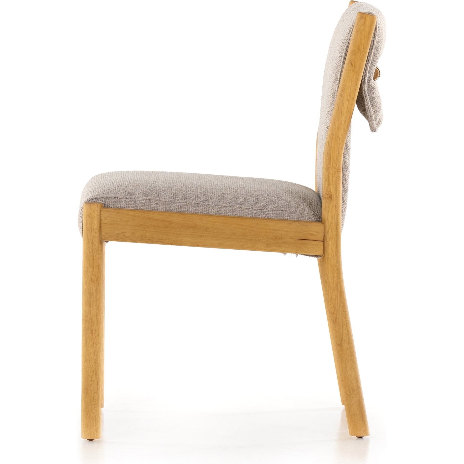 Hito Dining Chair by Four Hands in villa olive and burnished parawood. Made from 62% cotton, 20% flax, linen, 18% viscose (rayon), solid parawood, stainless steel in a transitional style.