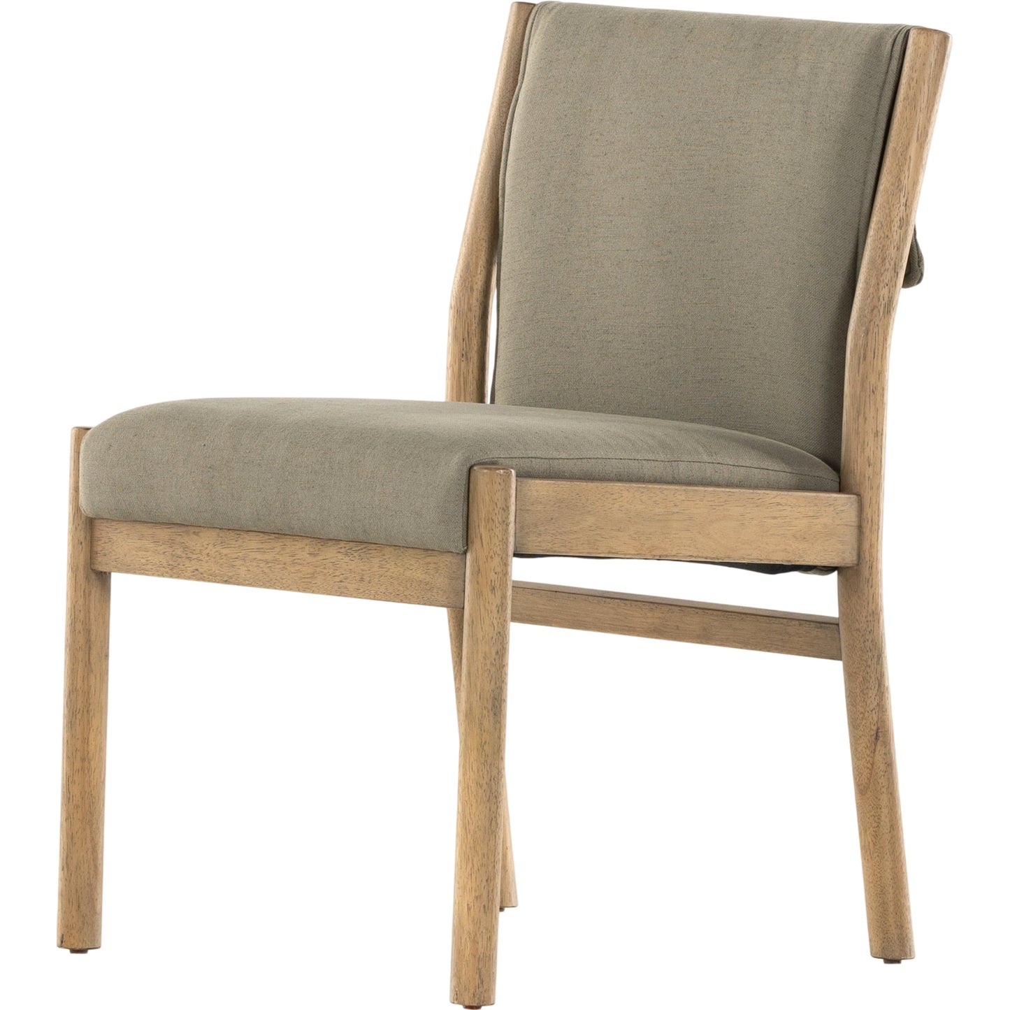 001 SI-1901445 | Primary Silo | Hito Dining Chair by Four Hands in villa olive and burnished parawood. Made from 62% cotton, 20% flax, linen, 18% viscose (rayon), solid parawood, stainless steel in a transitional style.