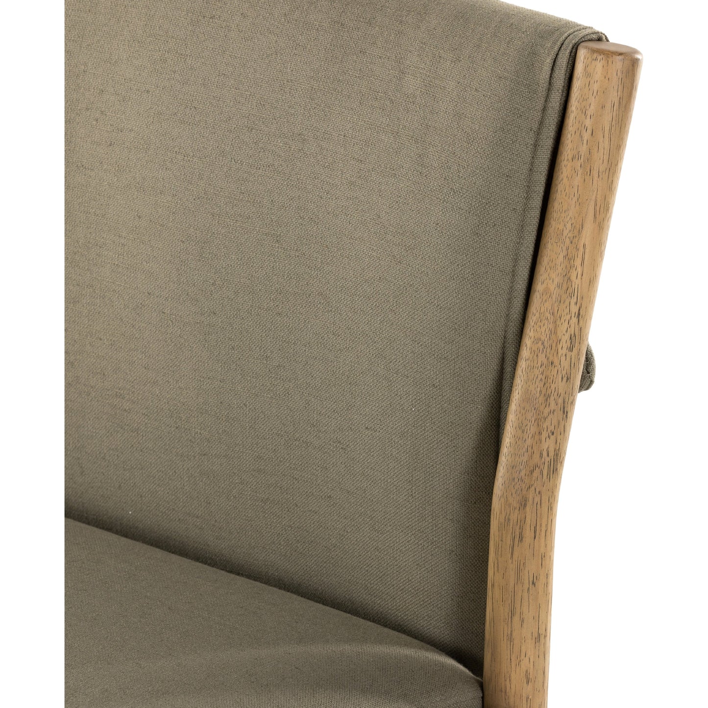009 SI-1901445 | Additional Silo | Hito Dining Chair by Four Hands in villa olive and burnished parawood. Made from 62% cotton, 20% flax, linen, 18% viscose (rayon), solid parawood, stainless steel in a transitional style.