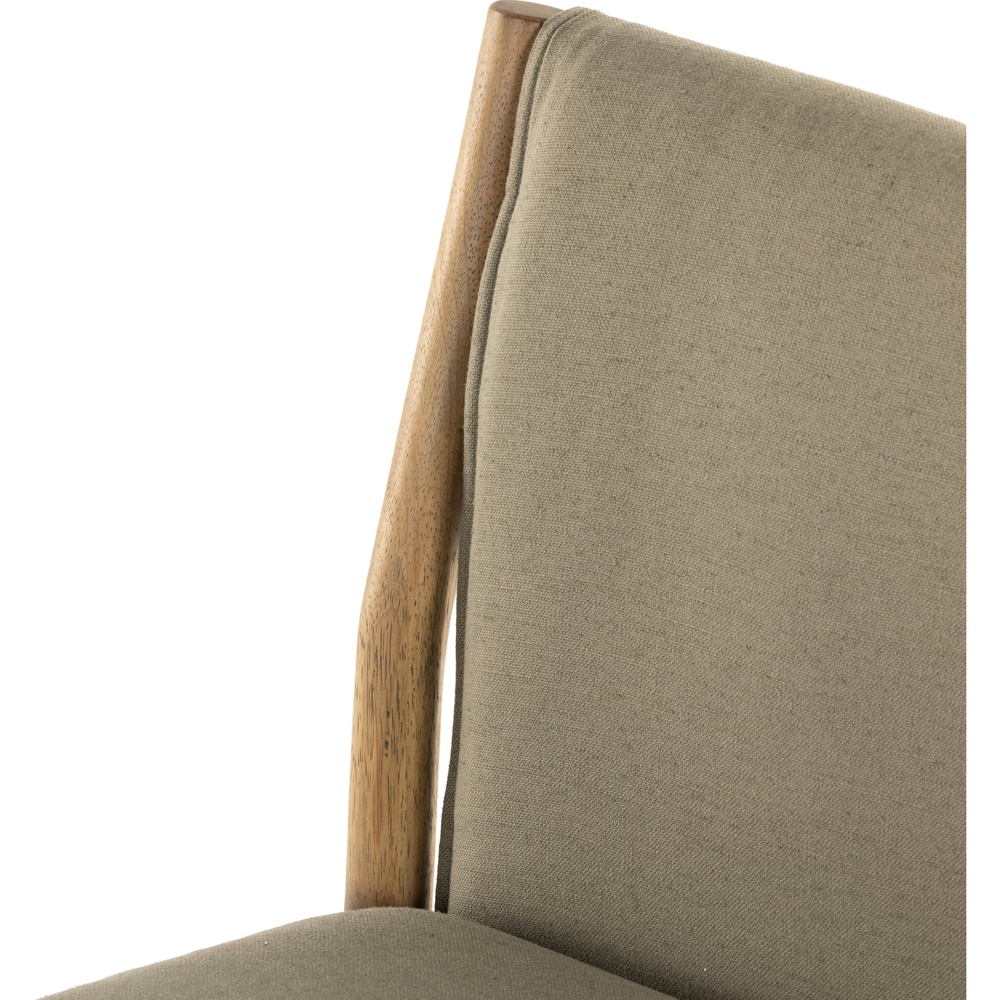 010 SI-1901445 | Additional Silo | Hito Dining Chair by Four Hands in villa olive and burnished parawood. Made from 62% cotton, 20% flax, linen, 18% viscose (rayon), solid parawood, stainless steel in a transitional style.