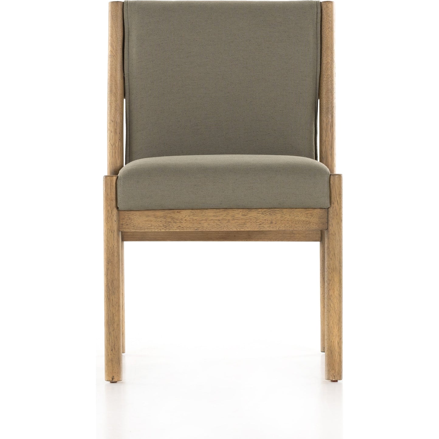 003 SI-1901445 | Additional Silo | Hito Dining Chair by Four Hands in villa olive and burnished parawood. Made from 62% cotton, 20% flax, linen, 18% viscose (rayon), solid parawood, stainless steel in a transitional style.