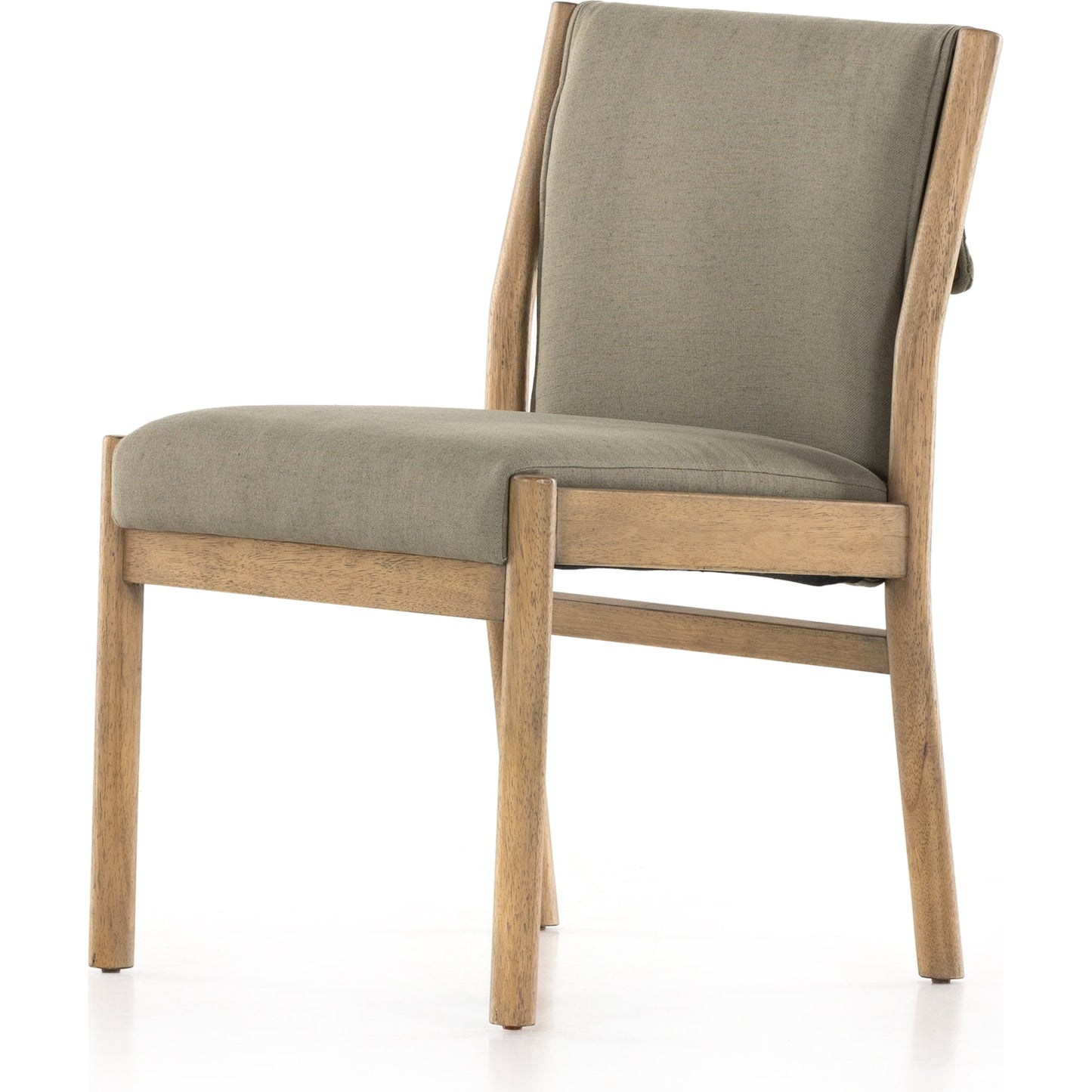 001 SI-1901445 | Additional Silo | Hito Dining Chair by Four Hands in villa olive and burnished parawood. Made from 62% cotton, 20% flax, linen, 18% viscose (rayon), solid parawood, stainless steel in a transitional style.