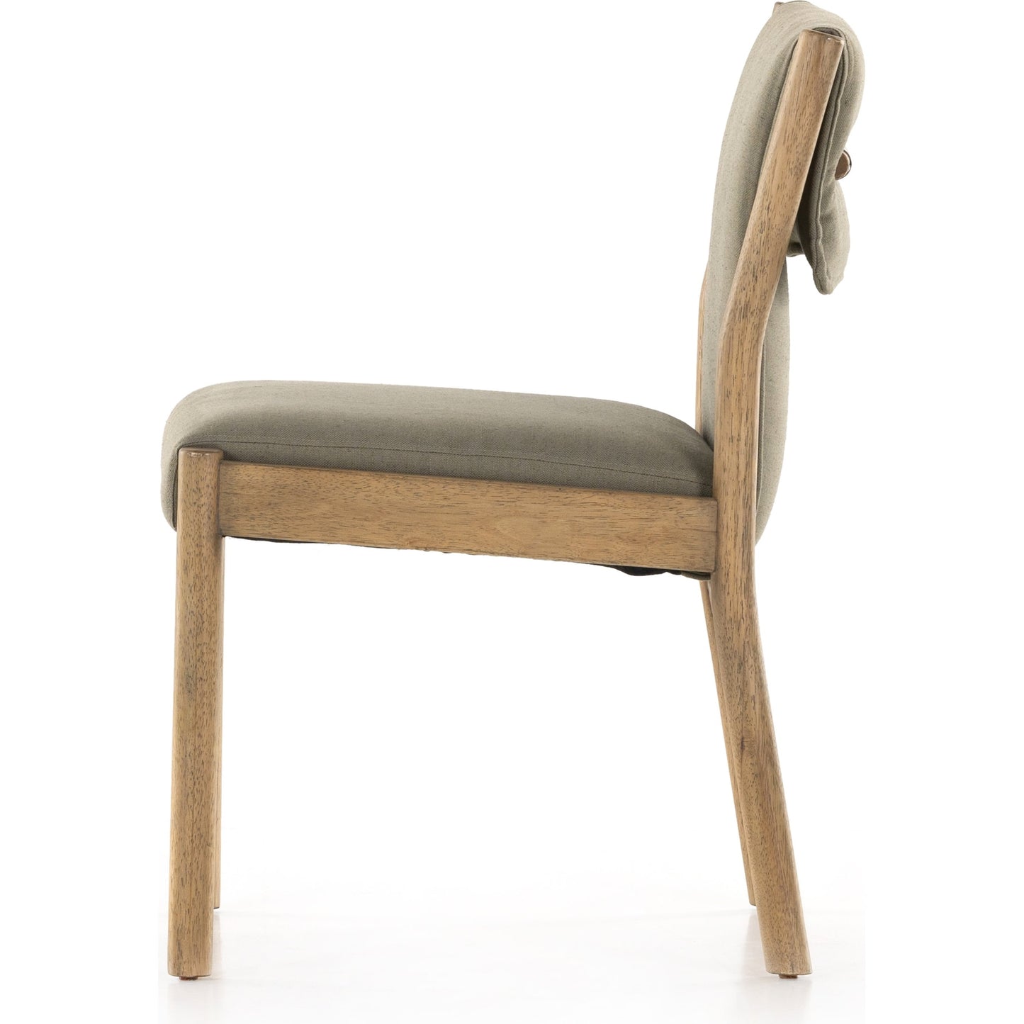 004 SI-1901445 | Additional Silo | Hito Dining Chair by Four Hands in villa olive and burnished parawood. Made from 62% cotton, 20% flax, linen, 18% viscose (rayon), solid parawood, stainless steel in a transitional style.
