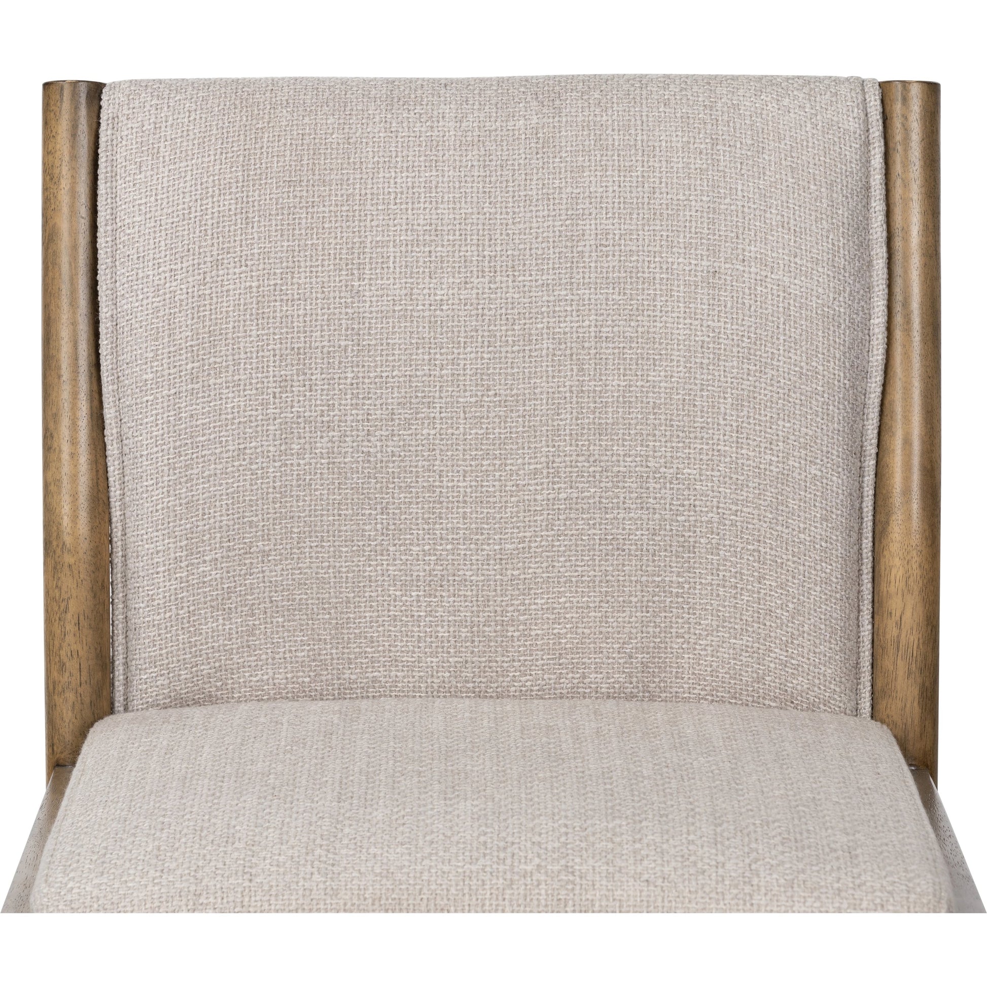 Hito Dining Chair by Four Hands in villa olive and burnished parawood. Made from 62% cotton, 20% flax, linen, 18% viscose (rayon), solid parawood, stainless steel in a transitional style.