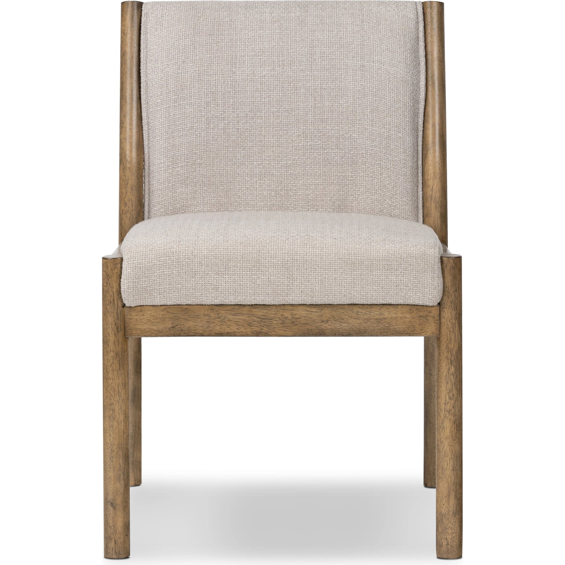 Hito Dining Chair by Four Hands in villa olive and burnished parawood. Made from 62% cotton, 20% flax, linen, 18% viscose (rayon), solid parawood, stainless steel in a transitional style.