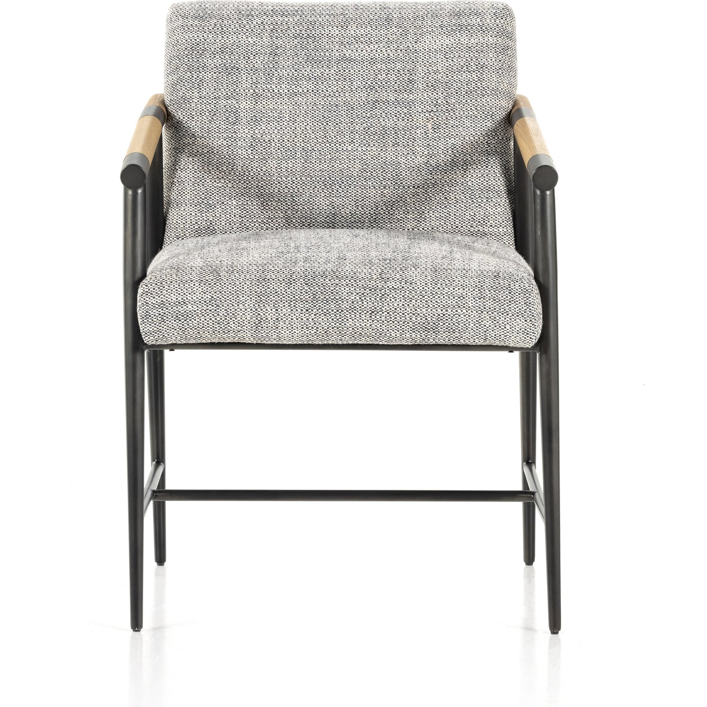 023 SI-1798694 | Additional Silo | Rowen Dining Chair by Four Hands in thames raven, toasted oak, carbon black. Made from 66% polyester, 19% acrylic, 15% flax, linen, stainless steel, solid oak in a modern style.