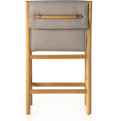 Hito Counter Stool by Four Hands in gibson taupe, smoked natural parawood. Made from 97% polyester, 3% acrylic, solid parawood, stainless steel in a modern style.