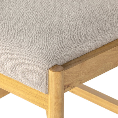 Hito Counter Stool by Four Hands in gibson taupe, smoked natural parawood. Made from 97% polyester, 3% acrylic, solid parawood, stainless steel in a modern style.