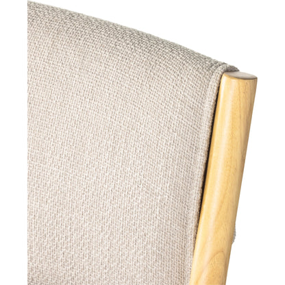 Hito Counter Stool by Four Hands in gibson taupe, smoked natural parawood. Made from 97% polyester, 3% acrylic, solid parawood, stainless steel in a modern style.