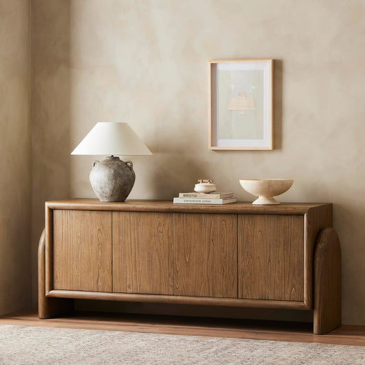 Sorrento Sideboard by Four Hands in aged drift mindi. Made from mindi solid in a modern style.