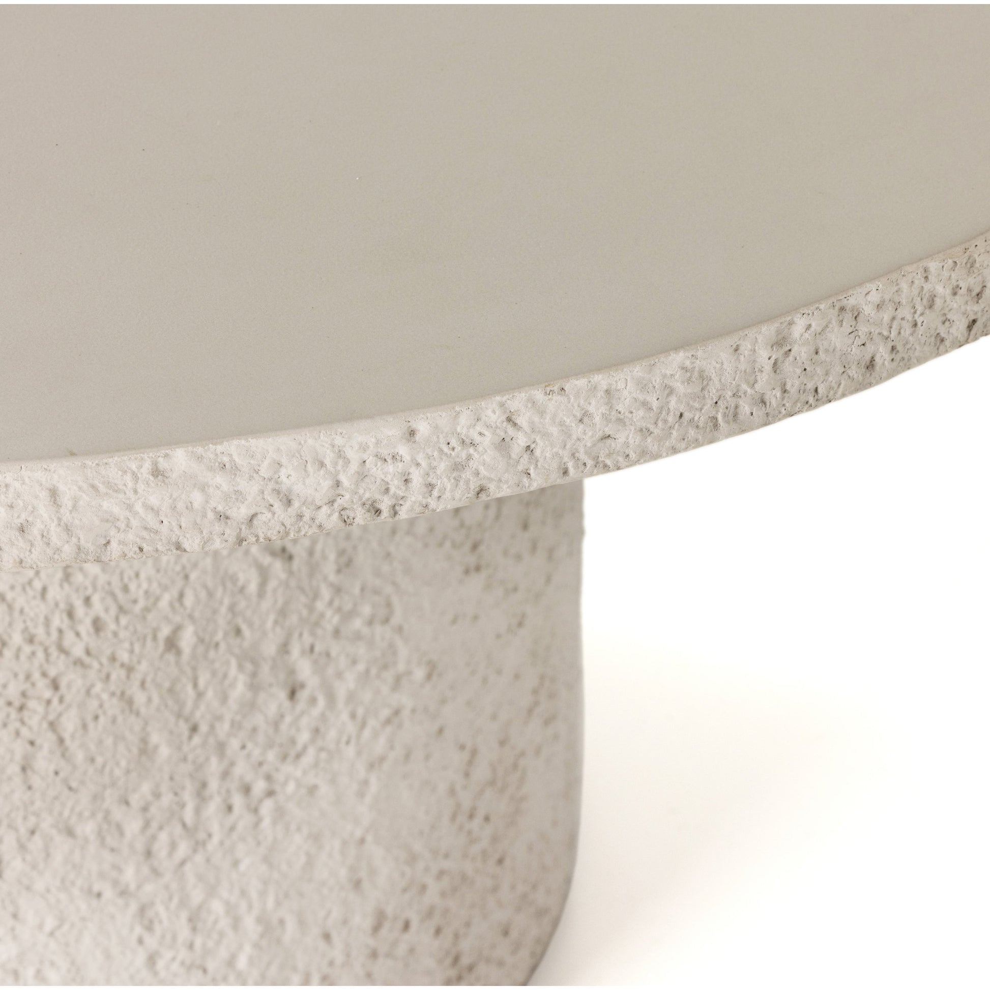 Otero Round Outdoor Dining Table by Four Hands in blanc white, matte white. Made from concrete in a transitional style.