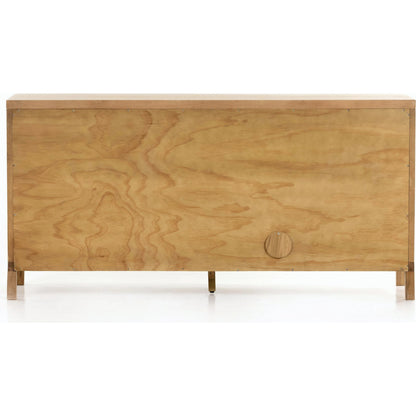 Allegra Sideboard by Four Hands in honey oak, honey oak veneer, light natural cane and honey oak. Made from solid oak, oak veneer in a modern style.