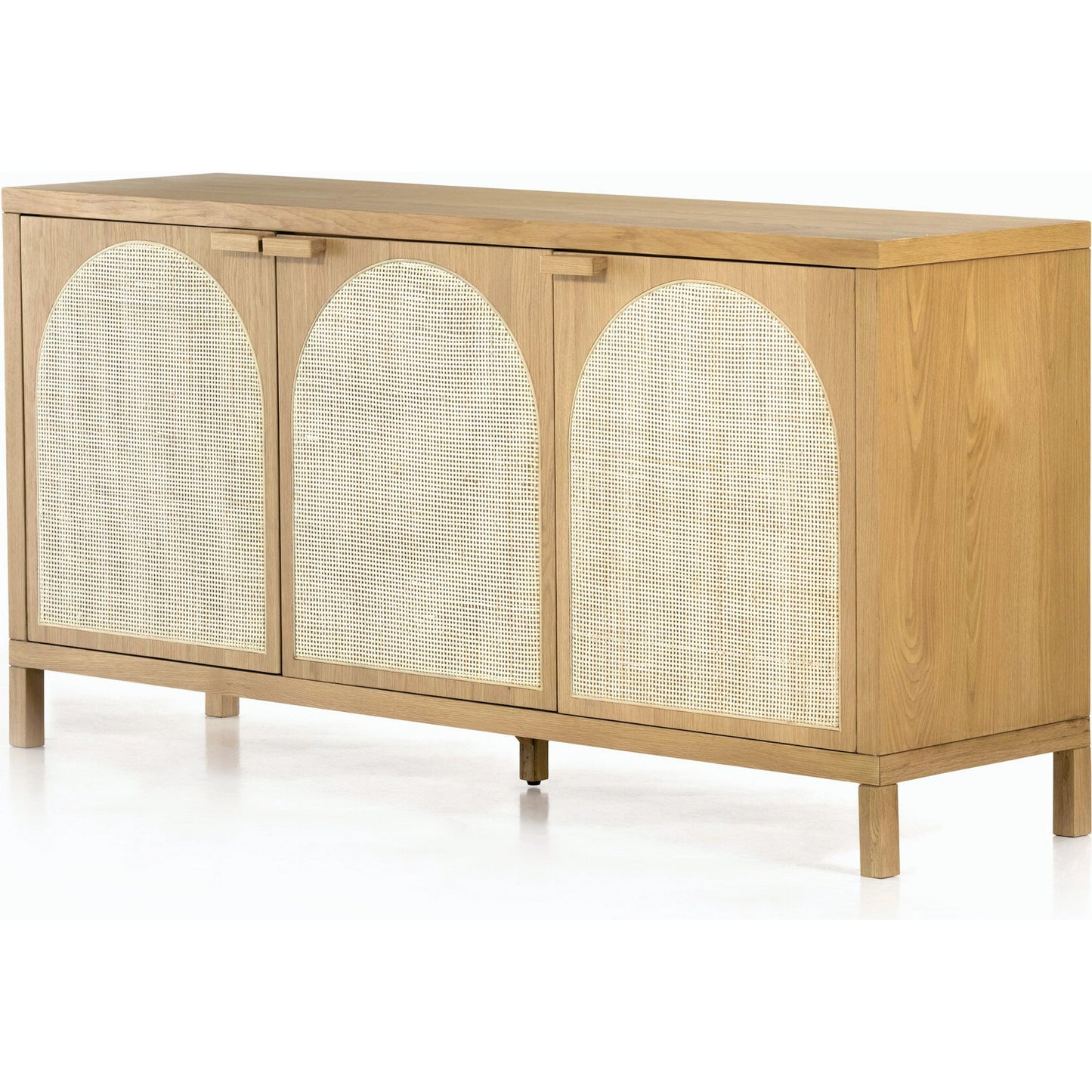 001 SI-1798891 | Primary Silo | Allegra Sideboard by Four Hands in honey oak, honey oak veneer, light natural cane and honey oak. Made from solid oak, oak veneer in a modern style.