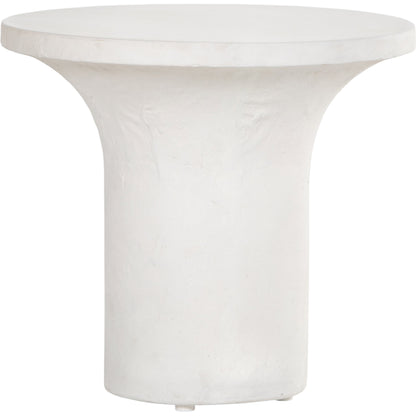 Parra Low End Table by Four Hands in plaster molded concrete, white concrete and white. Made from concrete in a modern style.