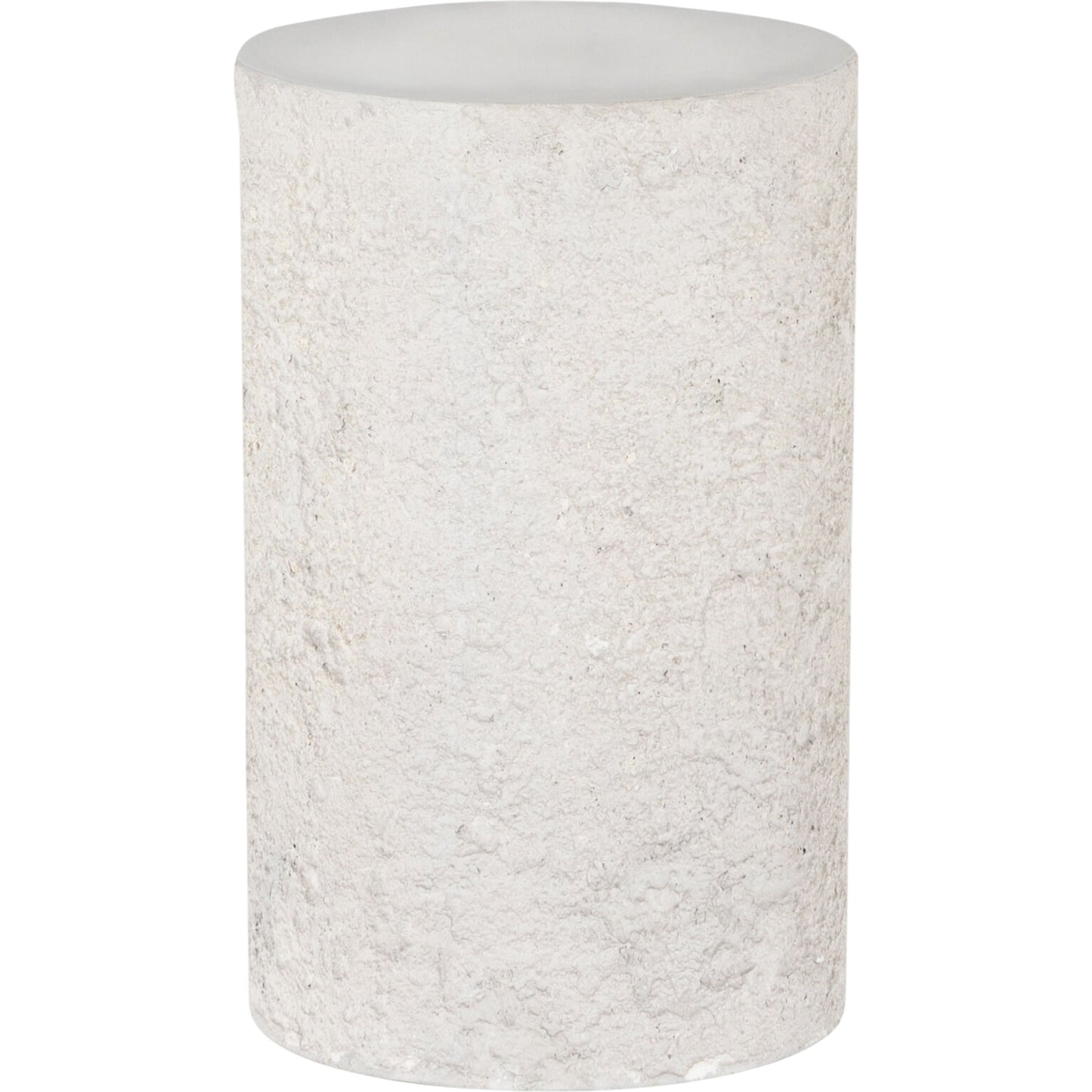 001 SI-1716335 | Primary Silo | Otero Outdoor Round End Table by Four Hands in blanc white, matte white. Made from concrete in a modern style.