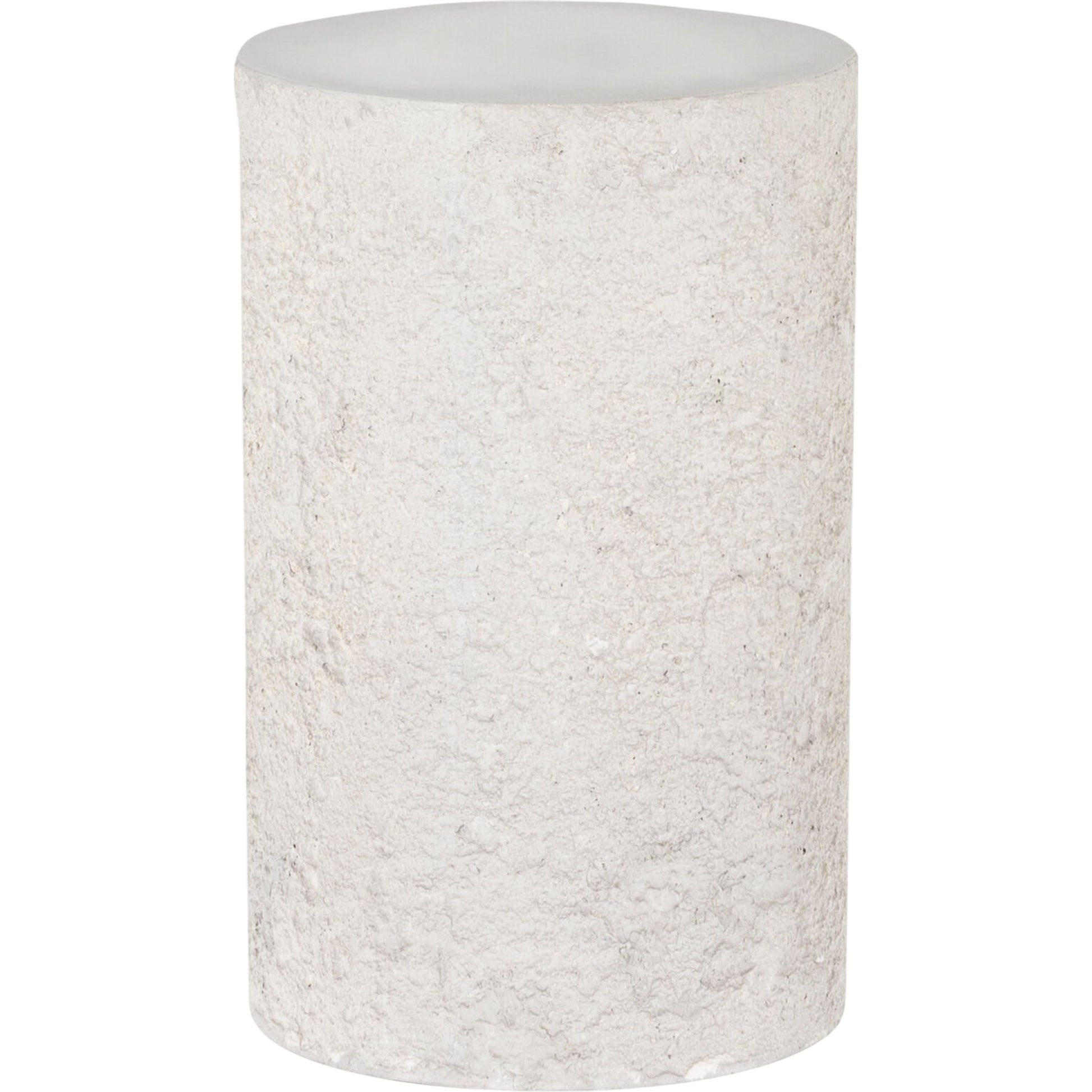 Otero Outdoor Round End Table by Four Hands in blanc white, matte white. Made from concrete in a modern style.