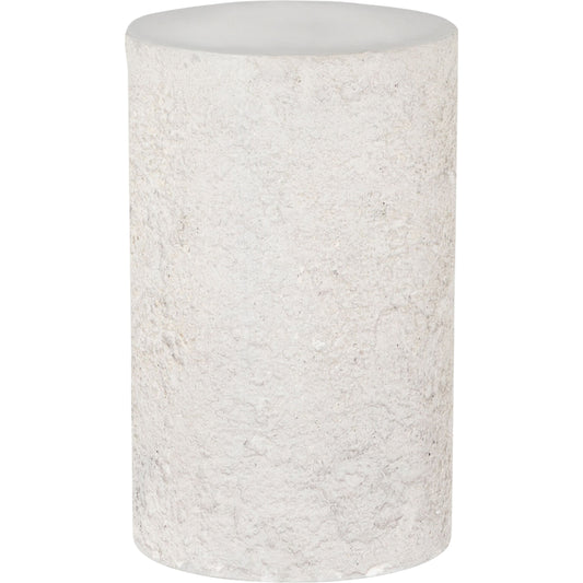 Otero Outdoor Round End Table by Four Hands in blanc white, matte white. Made from concrete in a modern style.