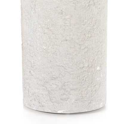 Otero Outdoor Round End Table by Four Hands in blanc white, matte white. Made from concrete in a modern style.