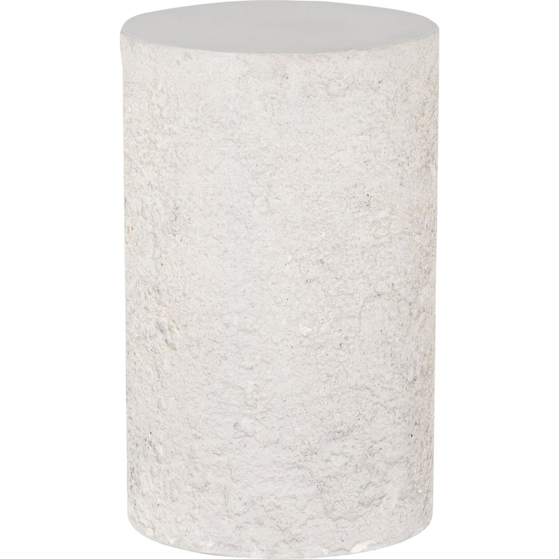 Otero Outdoor Round End Table by Four Hands in blanc white, matte white. Made from concrete in a modern style.