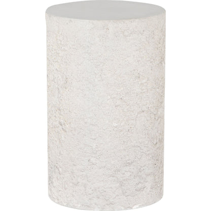Otero Outdoor Round End Table by Four Hands in blanc white, matte white. Made from concrete in a modern style.