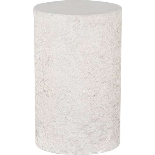 Otero Outdoor Round End Table by Four Hands in blanc white, matte white. Made from concrete in a modern style.