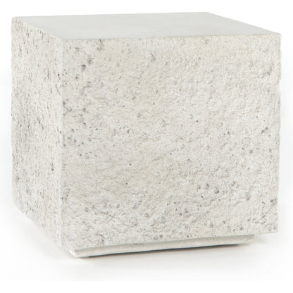 Otero Outdoor Square End Table by Four Hands in blanc white, matte white. Made from concrete in a modern style.
