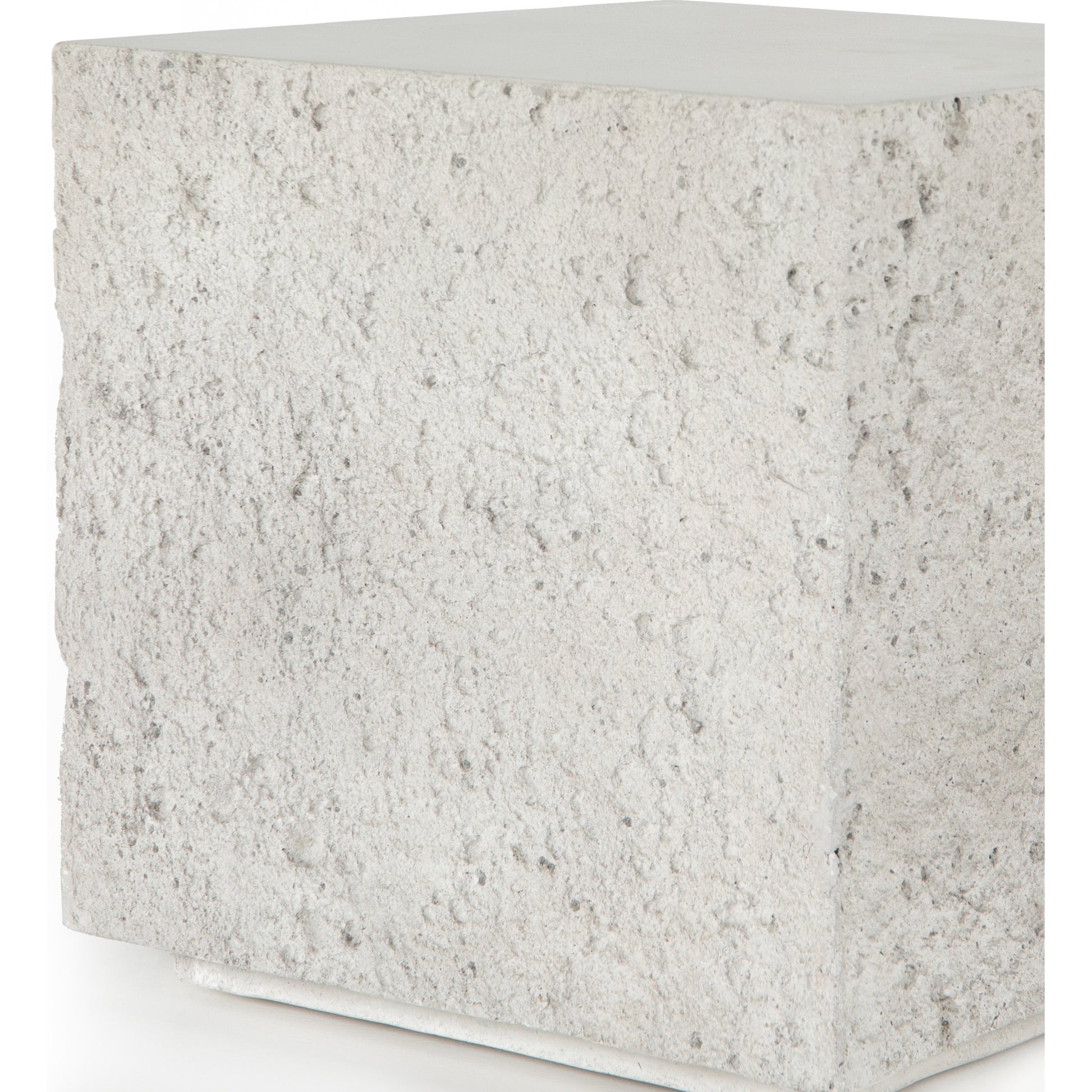 Otero Outdoor Square End Table by Four Hands in blanc white, matte white. Made from concrete in a modern style.