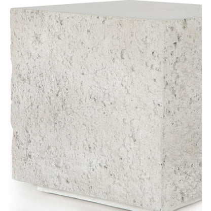 Otero Outdoor Square End Table by Four Hands in blanc white, matte white. Made from concrete in a modern style.