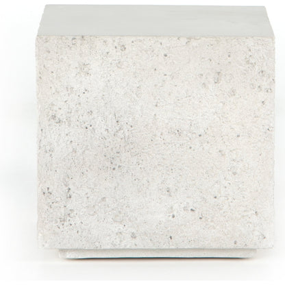 Otero Outdoor Square End Table by Four Hands in blanc white, matte white. Made from concrete in a modern style.