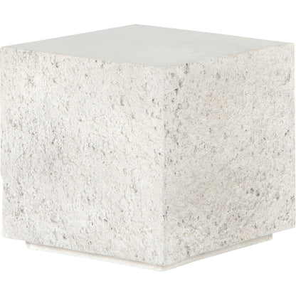 Otero Outdoor Square End Table by Four Hands in blanc white, matte white. Made from concrete in a modern style.